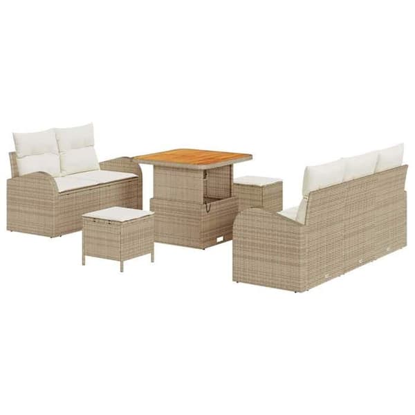 Lounge-soffor - MAISON EXCLUSIVE - 8-delat set - Modulerbart - Hållbar polyrotting - Akaciabordsskiva