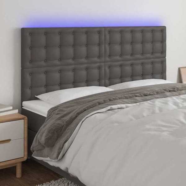 Maison Exclusive - LED-päätyharso Harmaa 180x5x118/128 cm Keinonahka Grå