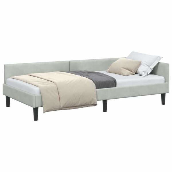 Maison Exclusive - Ljust grått hörnsängram 80 cm x 200 cm Sammet