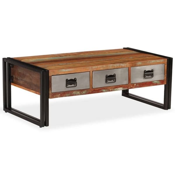 Maison Exclusive - Alustatabletti 3 laatikolla Kierrätetty puu 100x50x35 cm