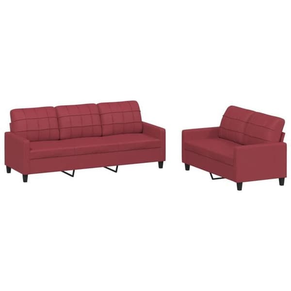 Maison Exclusive - Sæt af 2 sofaer og puder Rød bordeaux Kunstlæder