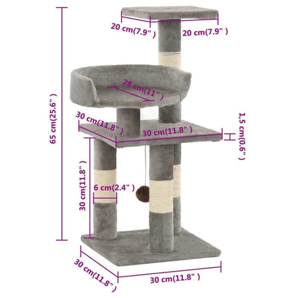 Maison Exclusive - Kattträd med sisal klöstrumpor 65 cm Grå grå