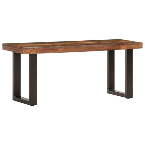 Maison Exclusive - Bænk 110 cm Solid genbrugstræ og stål kastanj