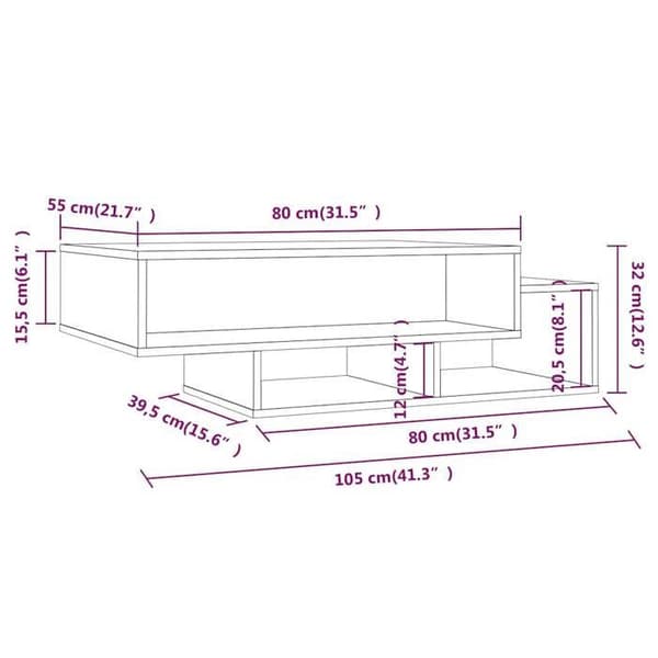Maison Exclusive - Soffbord Sonoma grå 105x55x32 cm Ingenjörsträ Sonoma grå