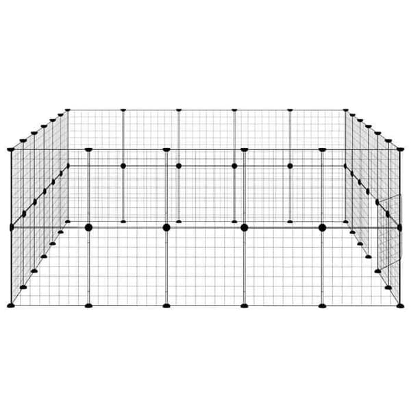 Maison Exclusive - Kæledyrbur med 44 paneler og dør Sort 210x175x70 cm