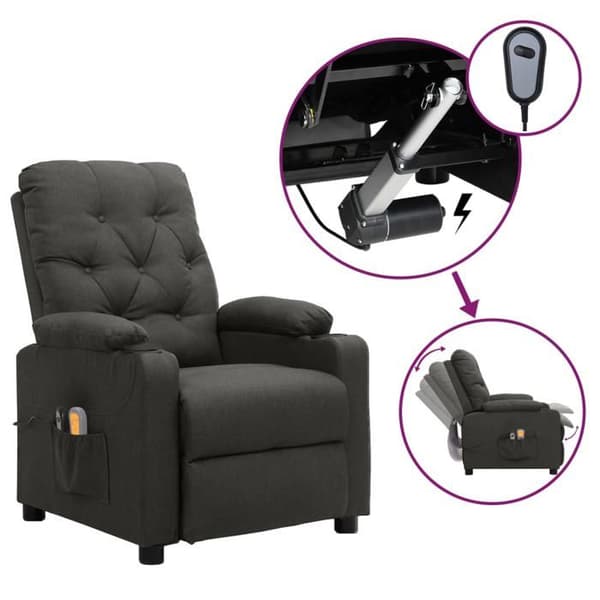 Maison Exclusive - Mörkgrå massagefåtölj i tyg