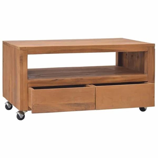 Maison Exclusive - TV-møbel med hjul 80x50x42 cm Solid teaktræ