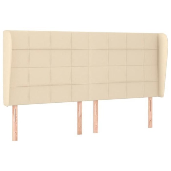 Sengegavl med ører Creme 203x23x118/128 cm Stof118 [cm] Grädde