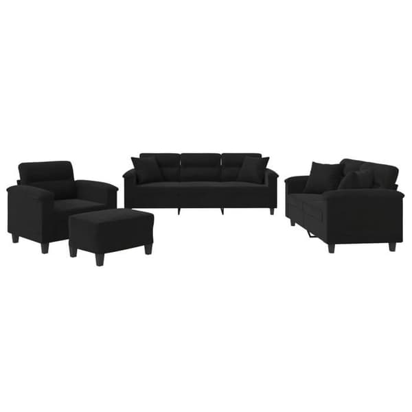 Maison Exclusive - Sæt af 4 sofaer med puder Sort Mikrofiberstof