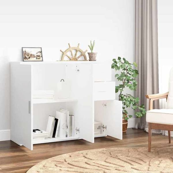 Maison Exclusive - Hvid Buffet 91x29,5x75 cm Ingeniørtræ