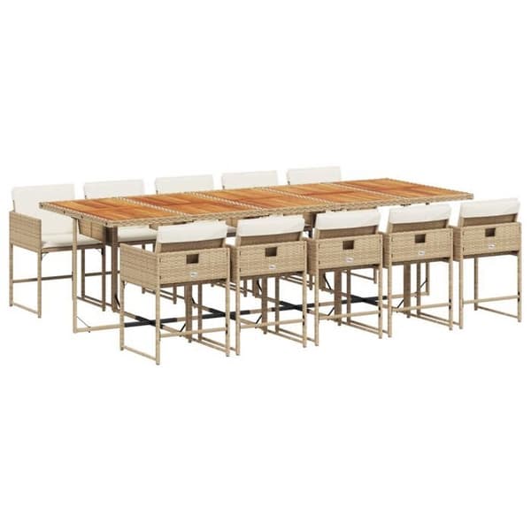 Maison Exclusive - Puutarhakalusteryhmä ja tyynyt 11 kpl beige polyrottinki