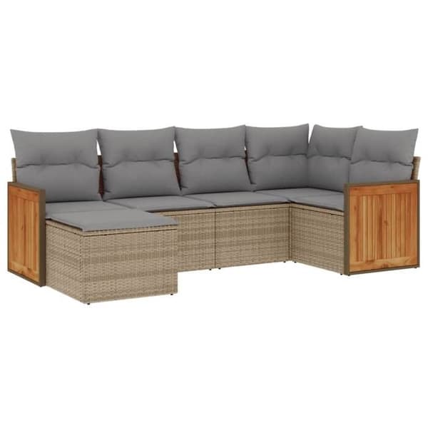 Maison Exclusive - Trädgårdsmöbler med kuddar 6 delar beige flätad resin