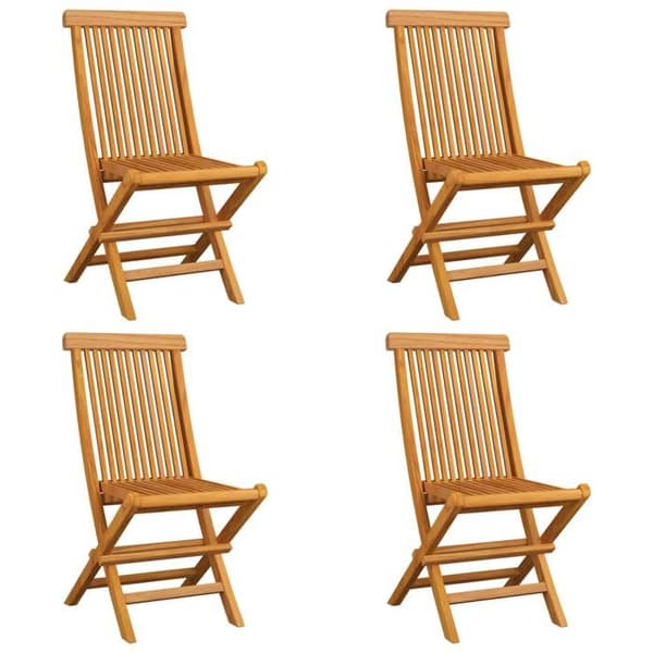Maison Exclusive - Fällbara stolar med antracitkuddar, 4 delar, i massivt teak Antracit (kuddar)