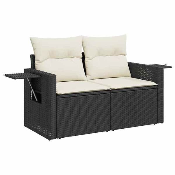 Maison Exclusive - 8 dele havegruppe med sorte puder i flettet harv