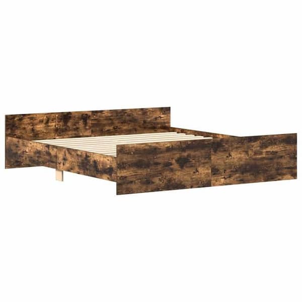Sengestel - EKSKLUSIV HUS - 200 x 200 cm - Røget eg - Ingeniørtræ - Robuste lameller Rökt ek