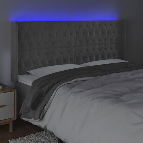 Maison Exclusive - LED-päätyharso Vaaleanharmaa 183x16x118/128 cm Sametti ljusgrått