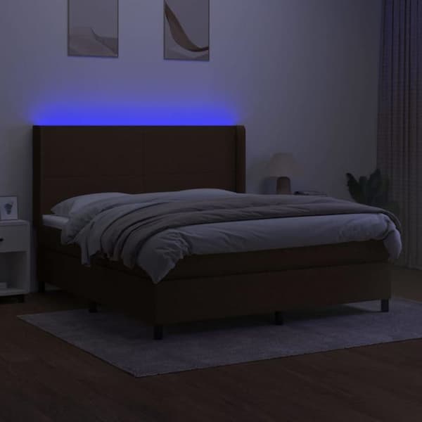 Maison Exclusive - LED-fjederseng med stofhovedgærde