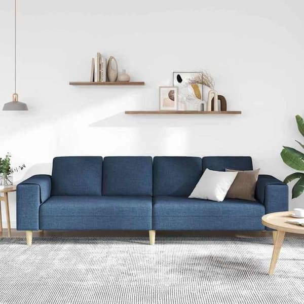 Soffa - MAISON EXCLUSIVE - Maison Exclusive - 3 platser - Blå polyester - 250 x 77 x 76 cm Blå