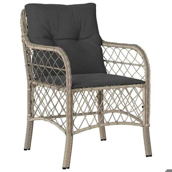 Maison Exclusive - Trädgårdsstolar med kuddar, set om 2, ljusgrå, flätad resin Ljusgrått