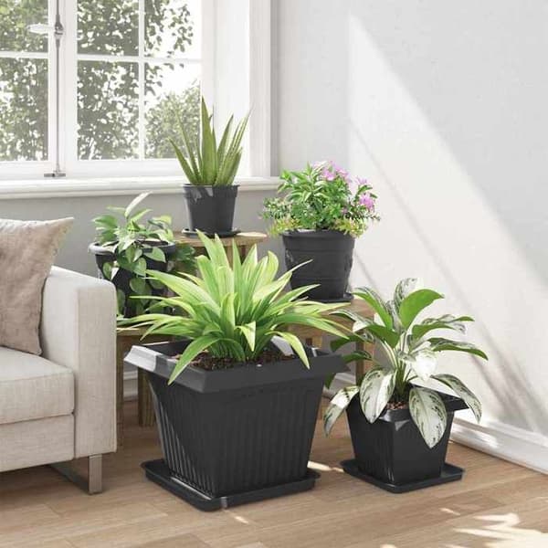 Blomsterbakke - EKSKLUSIV HUS - Moderne - Sort - 36 x 36 x 2,5 cm - 24 stk. Sort