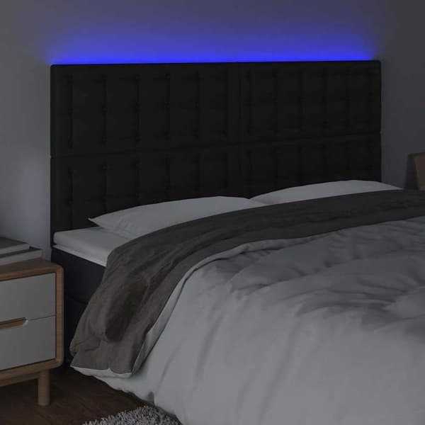 Maison Exclusive - LED Hovedgærde Sort 200x5x118/128 cm Syntetisk Læder Svart