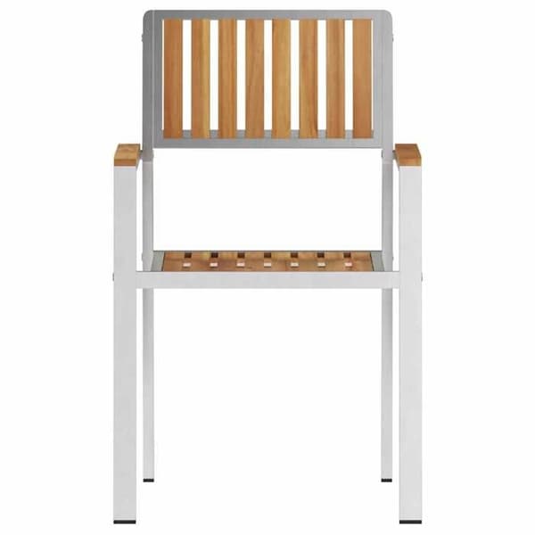 Maison Exclusive - Trädgårdsstol 4 st Massivt teakträ och rostfritt stål