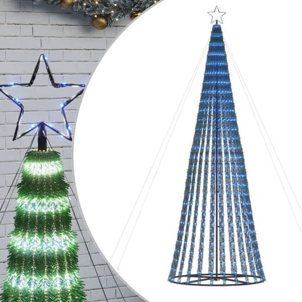 Juletræ - EKSKLUSIV HUS - 688 LED - Blå - 300 cm - 8 lys effekter Blå