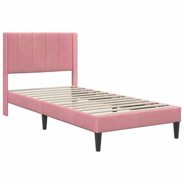Maison Exclusive - Sängram med madrass Rosa 80 x 200 cm Sammet