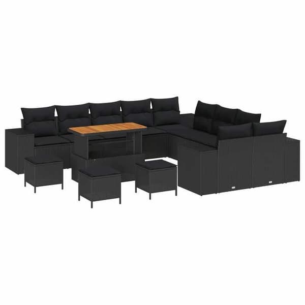 Maison Exclusive - Sæt af 14 pc have-sofaer i sort polyrotin Svart