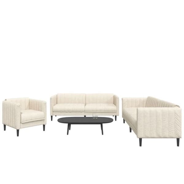 Maison Exclusive - 3-delars soffgrupp i crème tyg
