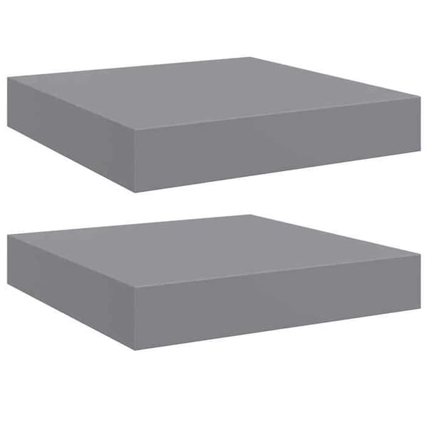 Væghylder - EKSKLUSIV HUS - 23×23,5×3,8 cm - Grå - MDF honningkage & metalramme - Sæt af 2 Grå