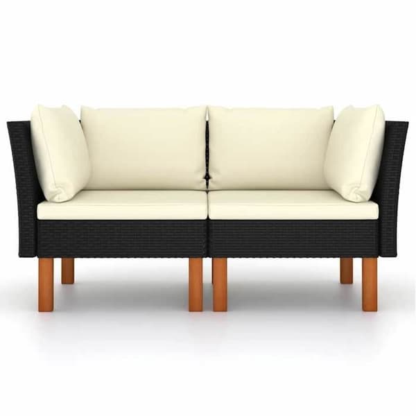 Maison Exclusive - Hörnsoffor 2st Flätad resin och massiv eucalyptus