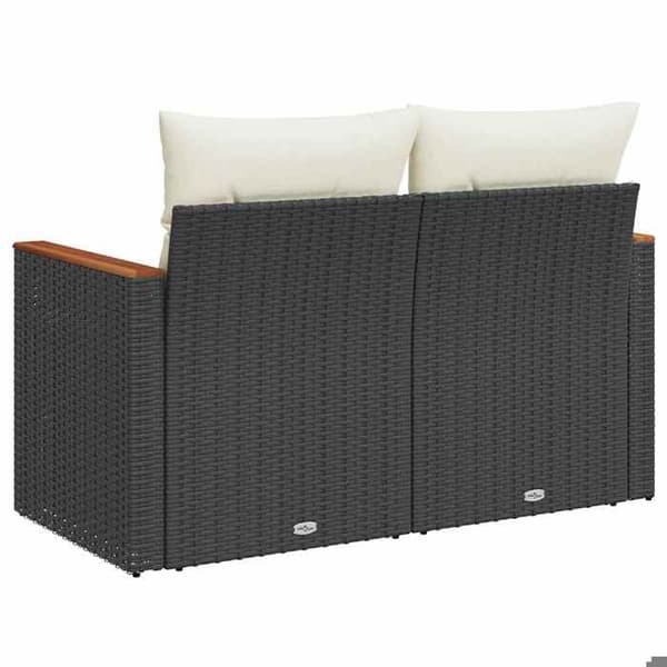 Maison Exclusive - Trädgårdsoffa med kuddar 2 platser svart flätad resin Svart