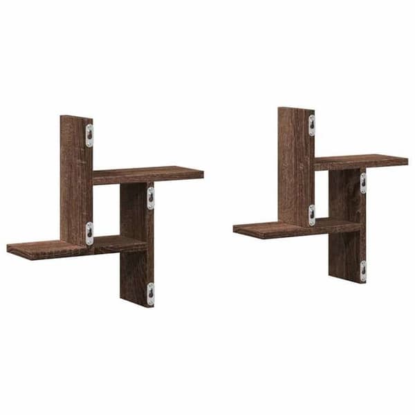 Maison Exclusive - Væghylder 2 stk. egetræ brun 38x12x38cm ingeniørtræ