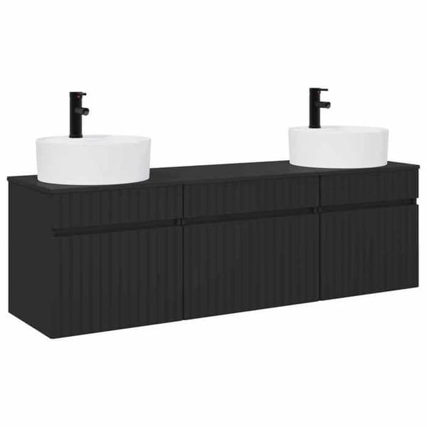 Maison Exclusive - Badeværelsesskabssæt 3 stk Sort 49 x 44,5 x 65 cm