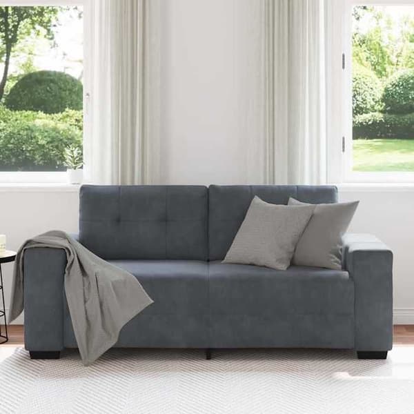 Sofa - EKSKLUSIV HUS - Sofa - Mørkegrå - Velour - 2 pladser (180x77x82 cm) mörkgrå