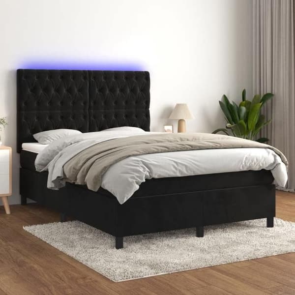 Maison Exclusive - Bægerfjeder til sengeramme madras og LED Sort 140x200 cm Velour