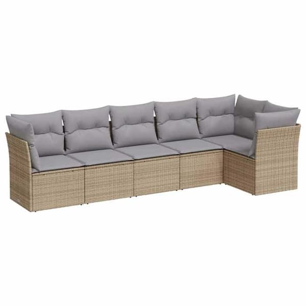 Maison Exclusive - Trädgårdsmöbler med kuddar 6 delar beige flätad resin