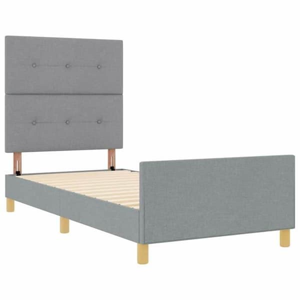 Sängram - EXKLUSIV HEM - 90 x 190 cm - Sammetstyg - Dold förvaring - Lattsängbotten Ljusgrått