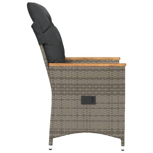 Maison Exclusive - Trädgårdsfåtölj med grå kuddar i flätad resin