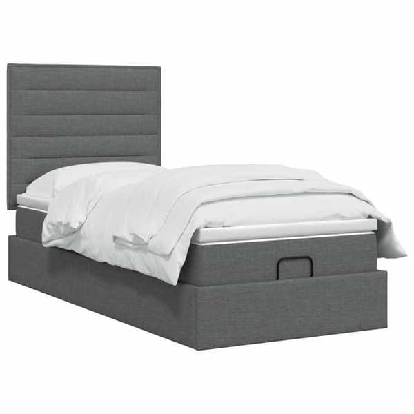 Maison Exclusive - Ottoman säng med madrass Mörkgrå 100 x 200 cm Tyg