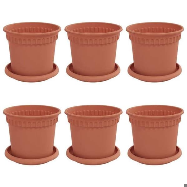 Maison Exclusive - Blomkrukor 6 st Röd tegel Plast