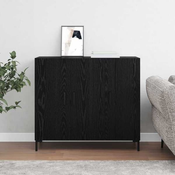 Maison Exclusive - Buffet Sort egetræ 90 x 34 x 80 cm Ingeniørtræ svart ek