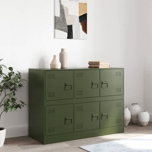 Maison Exclusive - Buffé grön oliv 99x39x73 cm stål