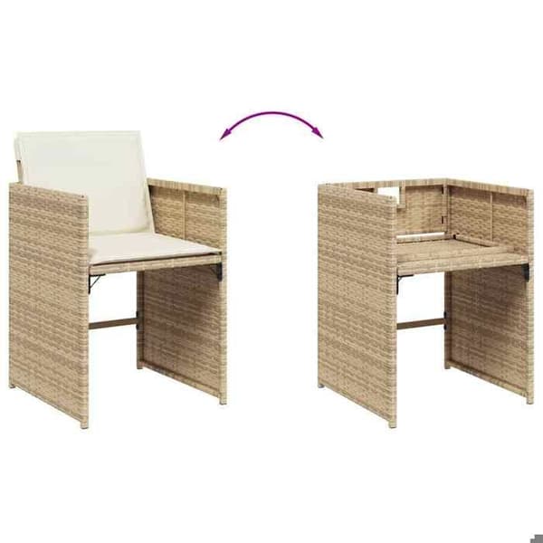Havemøbler - EKSKLUSIVT HUS - Sæt 7 stk - Beige - Poly rattan - Akacietræ bord beige