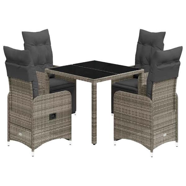 Maison Exclusive - Havebistro sæt 5 dele med grå puder i poly rattan grå