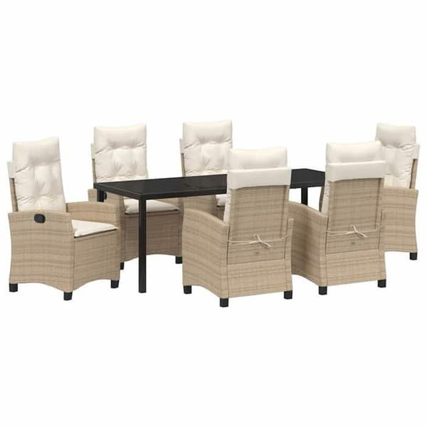 Maison Exclusive - 7 pc spisestue sæt til haven i beige polyrotin beige