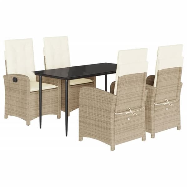 Maison Exclusive - Puutarhakalusteryhmä tyynyillä 5 kpl Beige polyrottinki