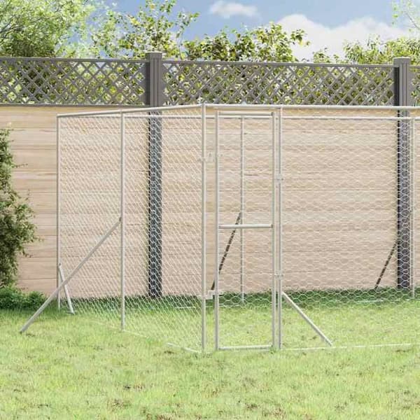 Exklusivt hus - Utomhus hundbur silver 8x8x2 m galvaniserat stål Silver