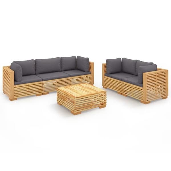 Maison Exclusive - Havegruppe 6 stk med puder i solid teaktræ